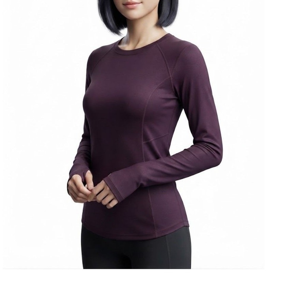 Fila Sport Womens Plum Purple Mesh Panel Long Sleeve Performance Top Size L